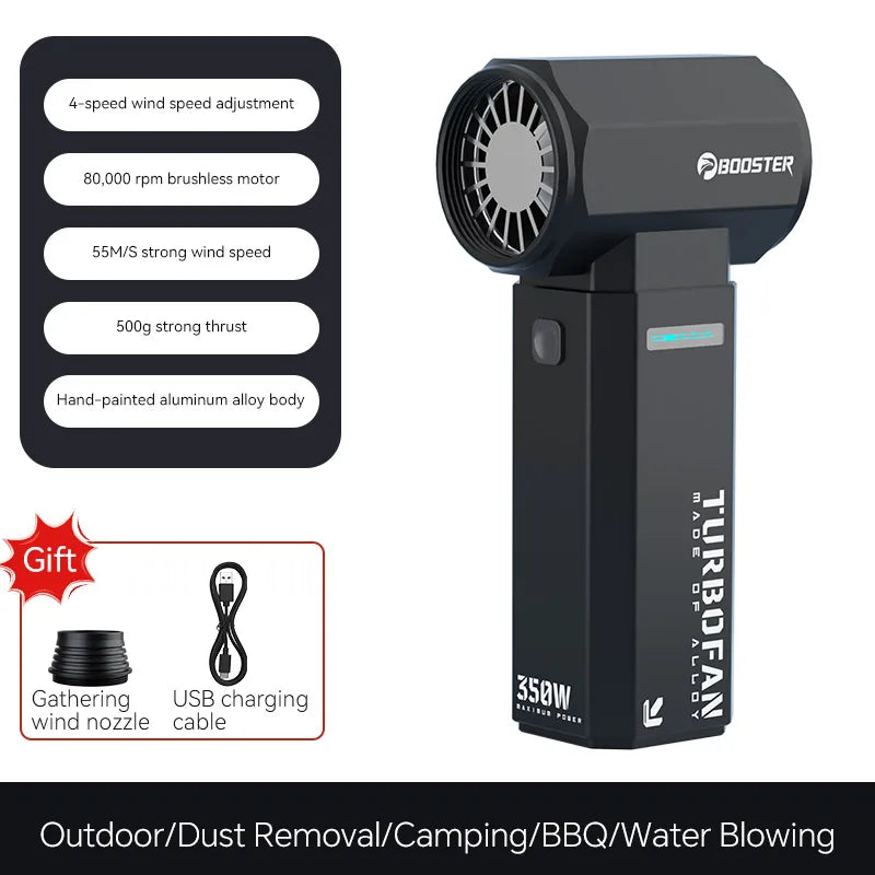 Booster TF40M  Mini Jet Fan: CNC Aluminum ,80,000RPM ,Outdoor & Car Cleaning Tool